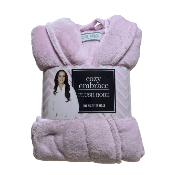 Blue Star NWT Pastel Pink Ultra-Plush Shawl Collar Robe OSFM Balletcore Cozy - Picture 1 of 4